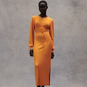 Zara Elegant Orange Long Sleeve Dress